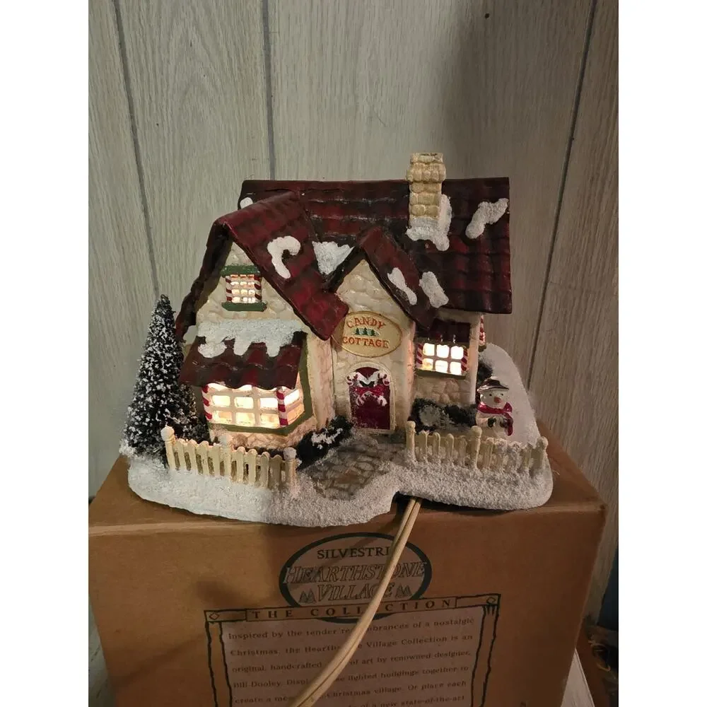 Vtg 1992 Hearthstone Candy Cottage Village House Light Up Christmas Silvestri